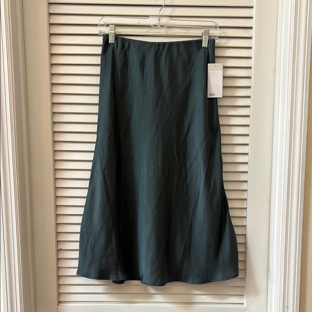 Mid length blue slate skirt
